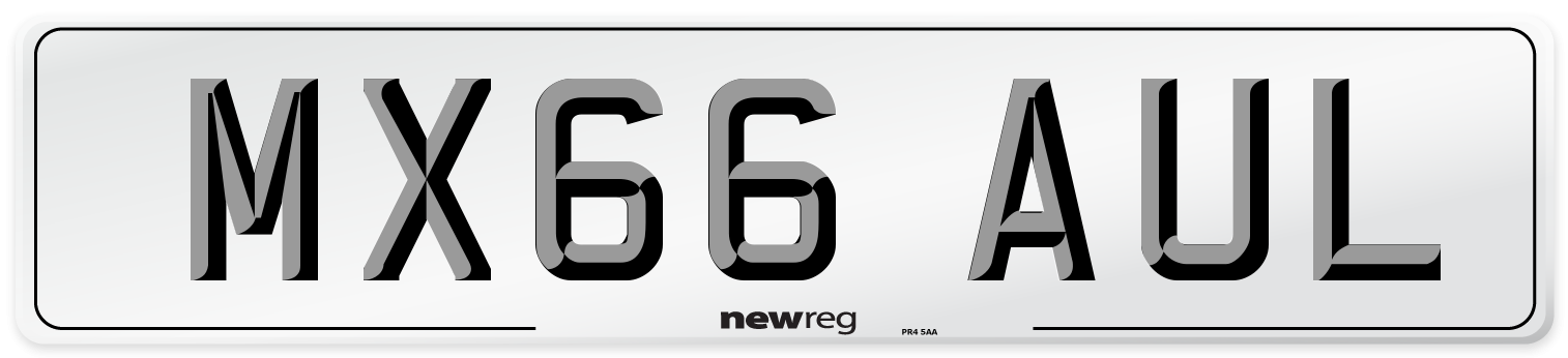 MX66 AUL Number Plate from New Reg